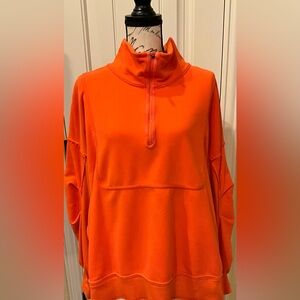 Free People Movement In The Clouds Orange Quarter Zip Pullover.